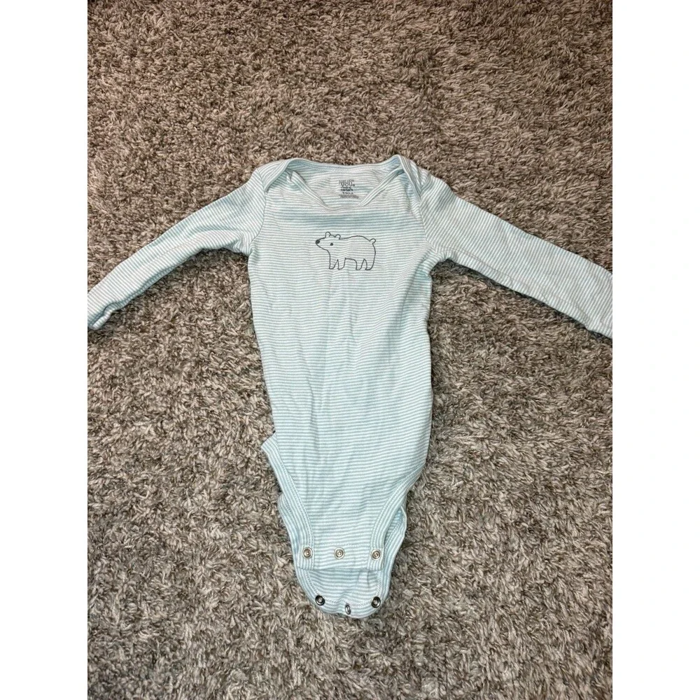 Just One You by Carter's Baby Boy 18M Long Sleeve Striped Bear Bodysuit Teal